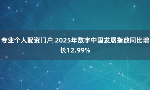 专业个人配资门户 2025年数字中国发展指数同比增长12.99%